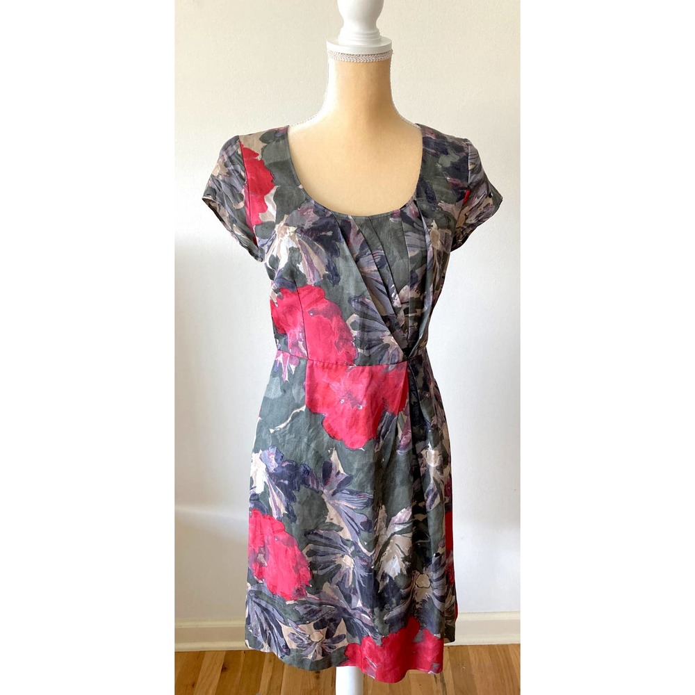 Banana Republic Mad Men Floral Sheath Dress Green Size 4 - Picture 3 of 8